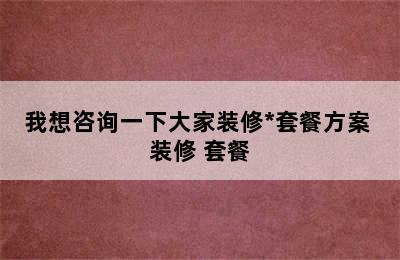 我想咨询一下大家装修*套餐方案 装修 套餐